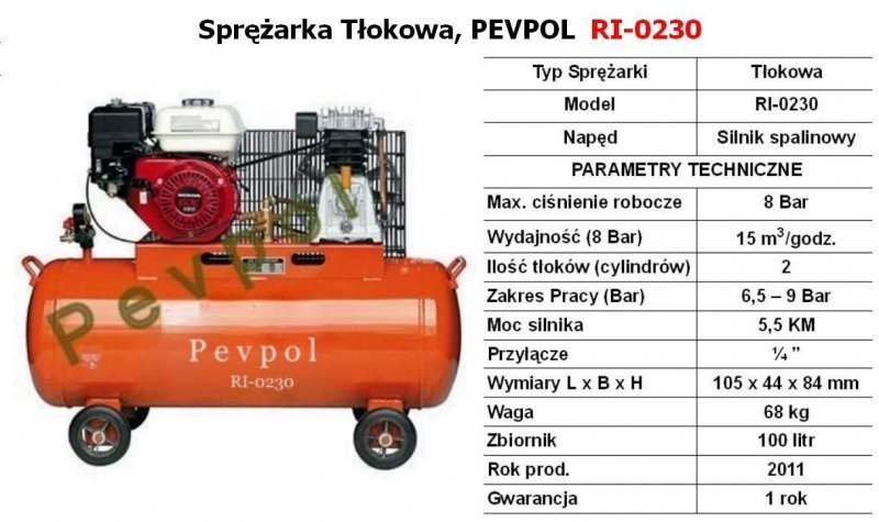 Kompresor, Sprężarka tłokowa, PEVPOL RI-0230