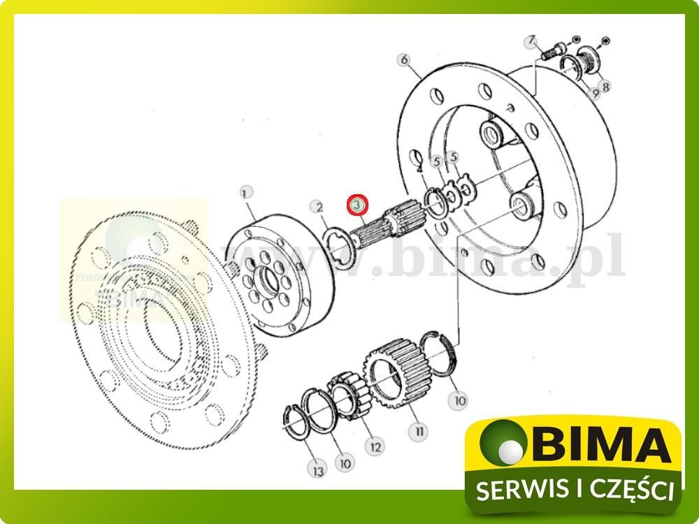 Wałek przekładni planetarnej John Deere 1950N,2250,2450 — zdjęcie 2