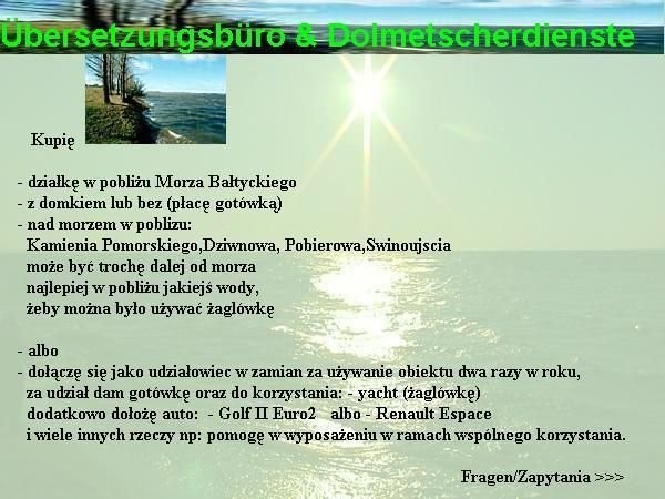 Pomiedzy Swinoujscie a Kolobrzeg kupie dzialke z domkiem lub bez min. 