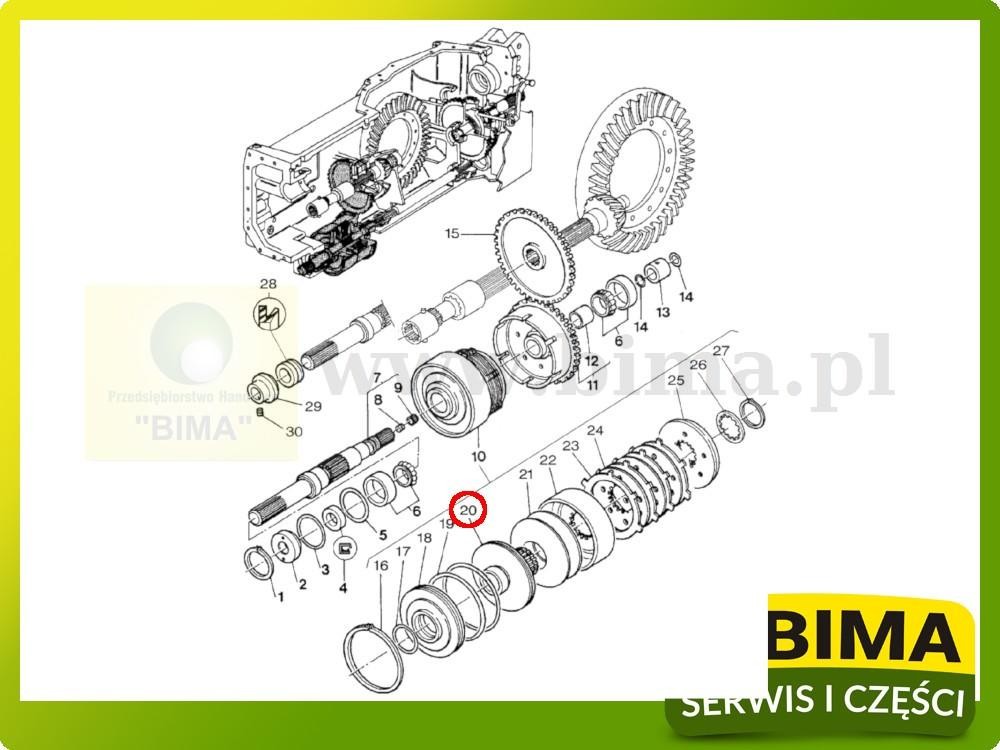 Sprężyna kosza przedniego napędu Massey Ferguson 6120