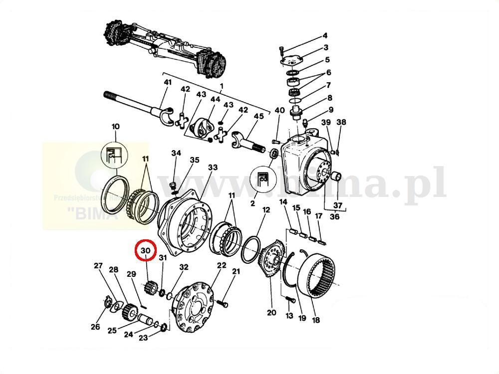 Koło zębate przedniego napędu używ. Massey Ferguson 383 — zdjęcie 3