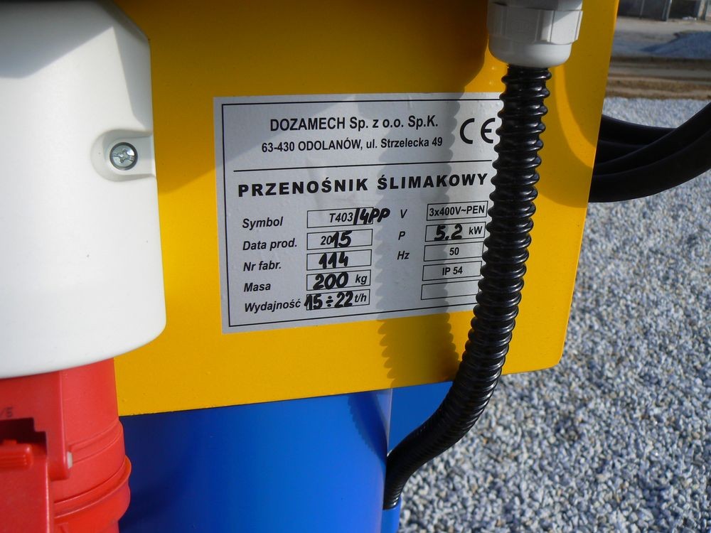 Przenośnik ślimakowy pionowy DOZAMECH z podajnikiem napychającym 7,2m — zdjęcie 1