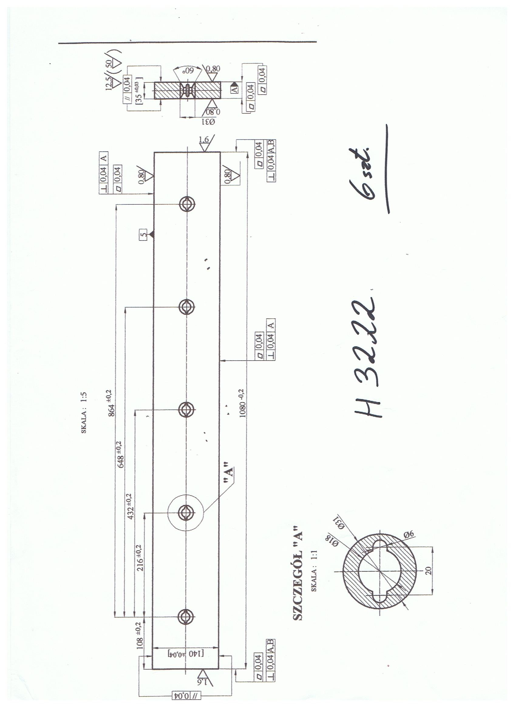 Nóż do gilotyny H3222 1080 x 140 x 35 mm (komplet) — zdjęcie 2