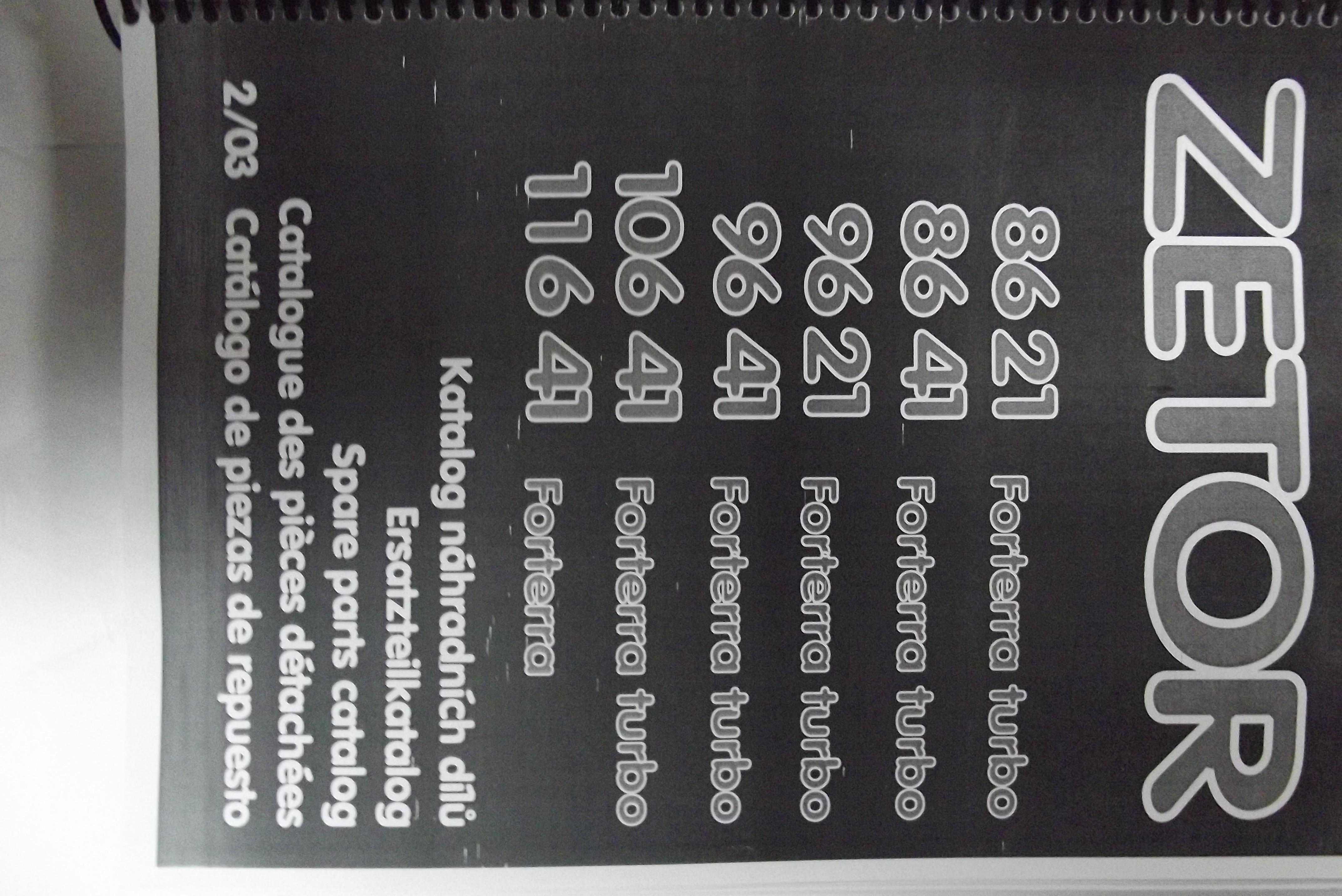 Katalog części ZETOR 8621,8641,9621,9641,10641,11641 FORTERRA TURBO.   — zdjęcie 1