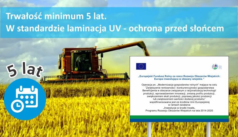 Tablica unijna informacyjna PROW 2014-2020 dotacje ARiMR eu pamiątkowa — zdjęcie 3