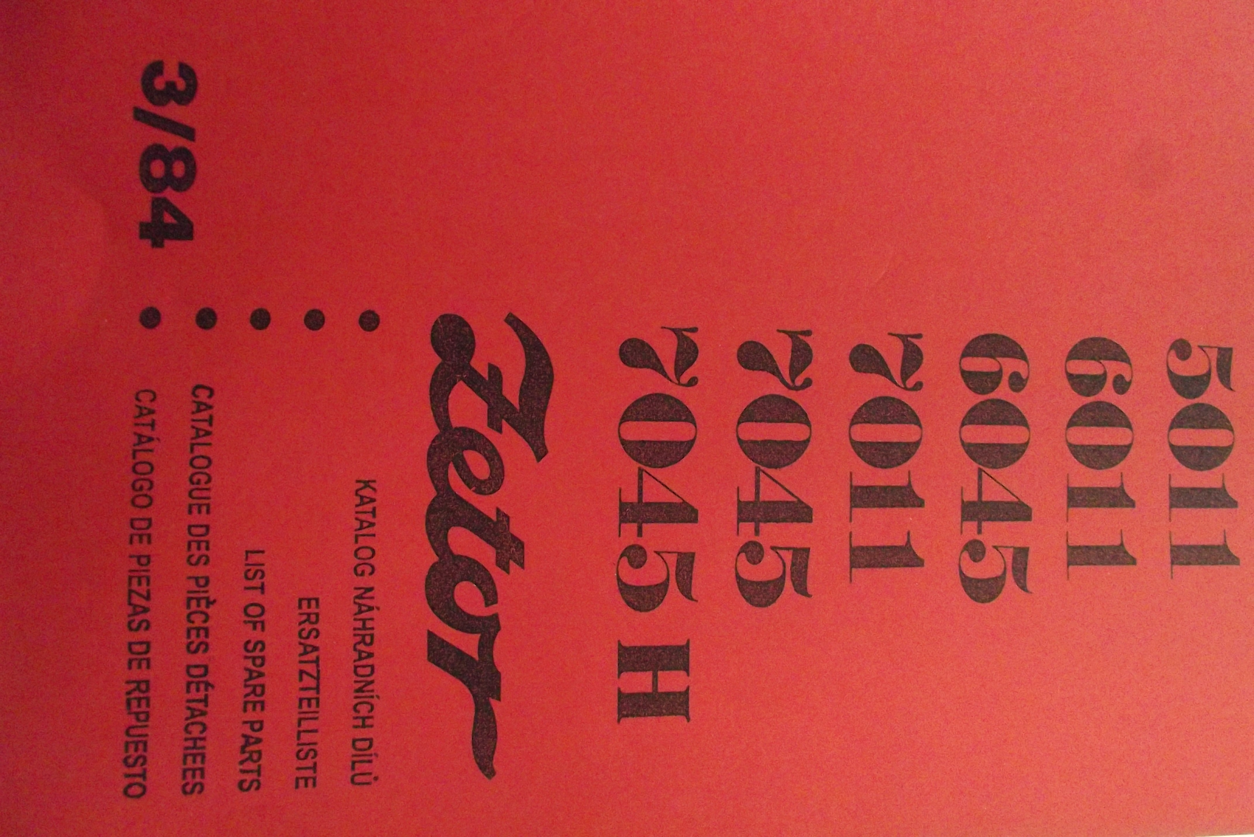 Katalog części zamiennych ZETOR 5011,6011,7011,7045,7045H — zdjęcie 1