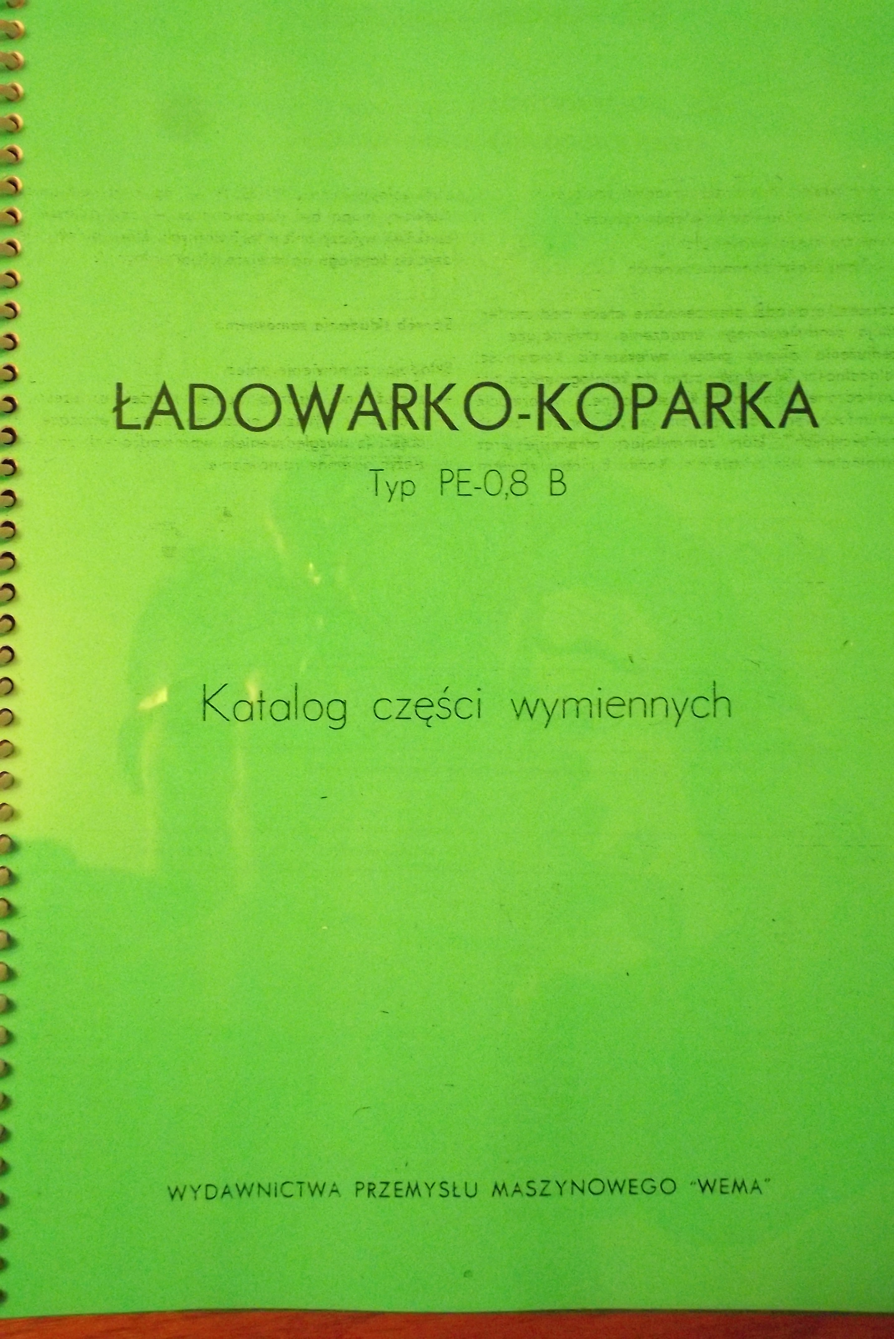 Katalog części zamiennych KOPARKO ŁADOWARKI JUMZ PE 0,8-B — zdjęcie 1