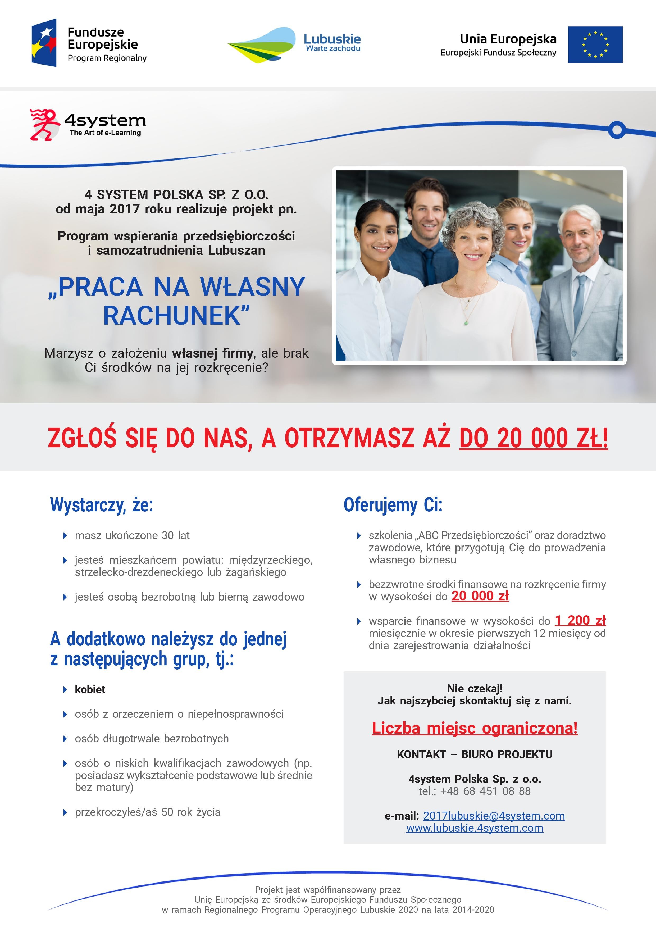PRACA NA WŁASNY RACHUNEK - projekt unijny