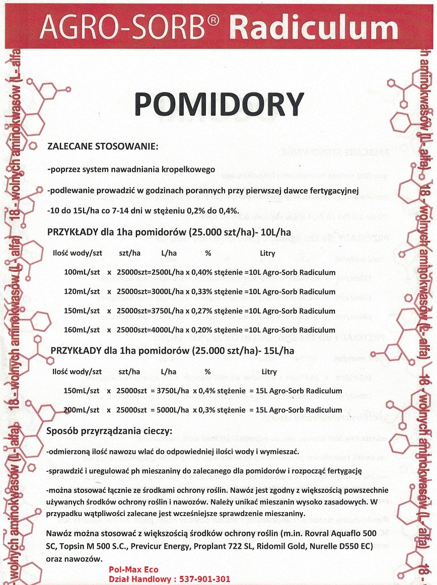 Polski Aminokwasy, Biostymulator Agro-Sorb  RADICULUM 5L — zdjęcie 4