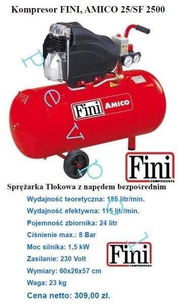 Kompresor, sprężarka, FINI, AMICO 25/SF 2500 — zdjęcie 2