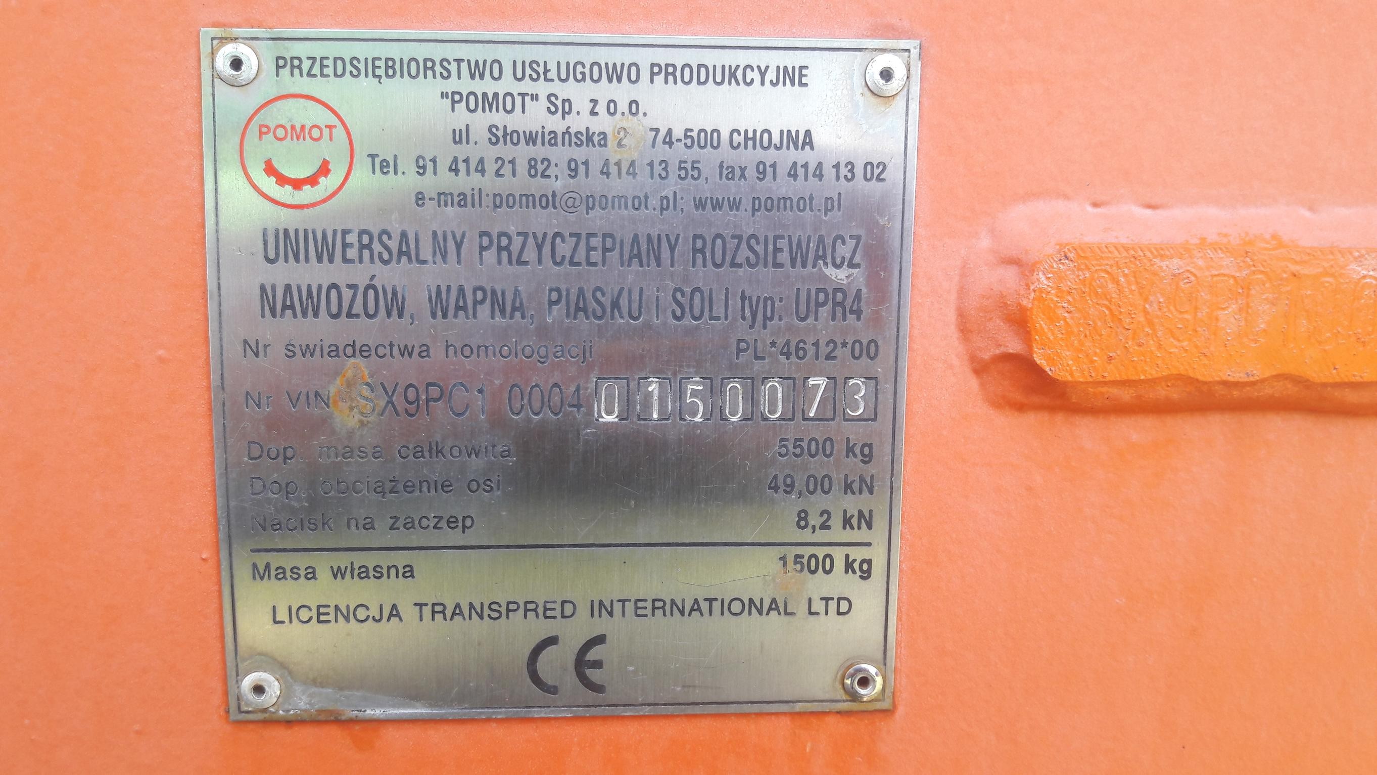 Posypywarka do piasku i soli POMOT UPR 4 — zdjęcie 6