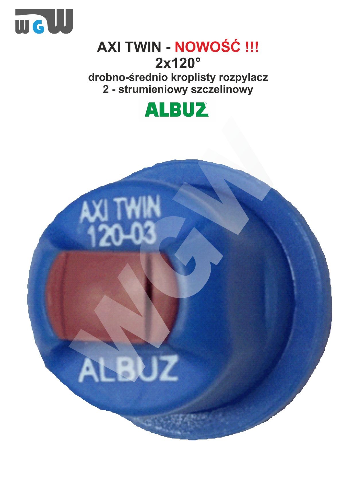 Albuz Axi Twin 2x120, 2-strumieniowy szczelinowy, drobn-średnio kropli