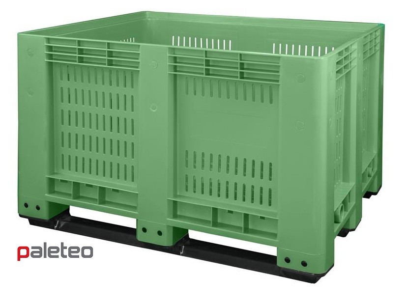 SPKAS skrzyniopaleta plastikowa, ażurowa 1200x1000 mm na płozach — zdjęcie 1