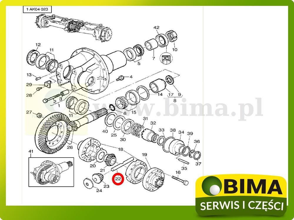 Sworzeń mechanizmu różnicowego Massey Ferguson 8210 — zdjęcie 2