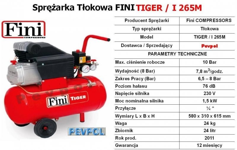 FINI, Kompresor, Sprężarka, Fini, TIGER / I 265M