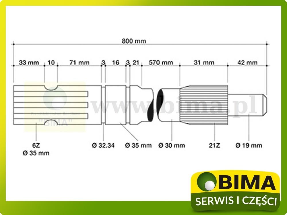 Wałek wom John Deere 2140,2250,2450,2650,2650N,2850,840 — zdjęcie 2