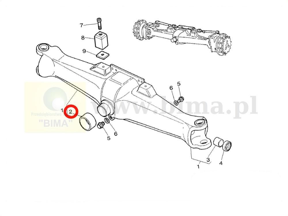 Tuleja tulejka zawieszenia przedniej osi MF Massey Fergus — zdjęcie 2