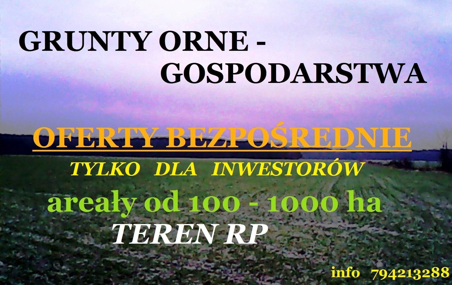 Grunty orne - gospodarstwa do 1000 ha i większe