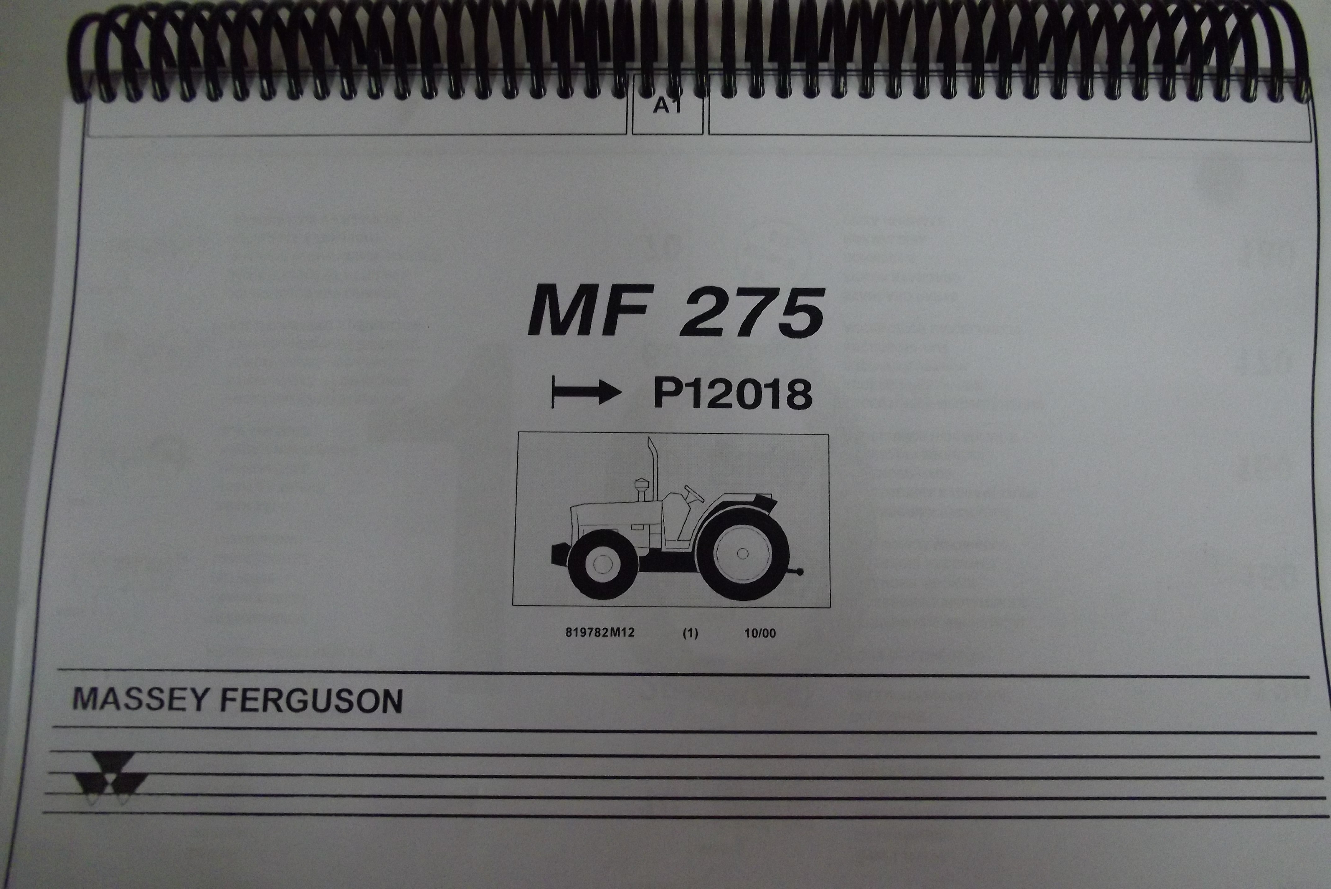 Katalog części zamiennych ciągnika Massey Ferguson 275    — zdjęcie 1