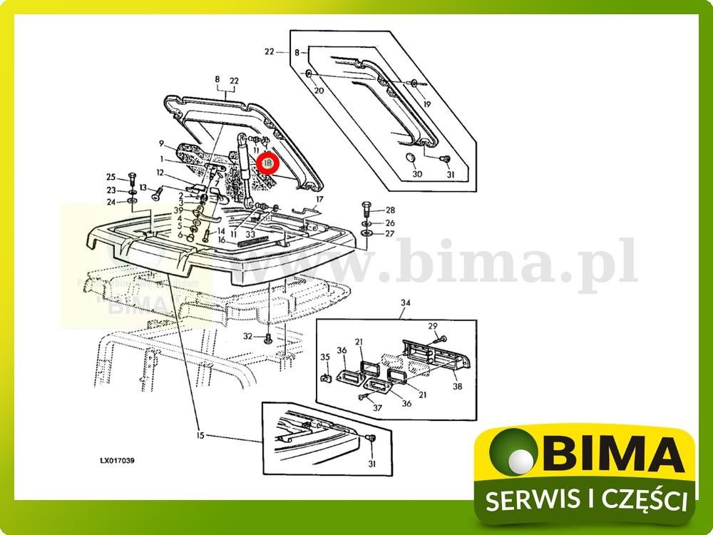 Siłownik gazowy szyberdachu John Deere 6910S,6020SE — zdjęcie 2