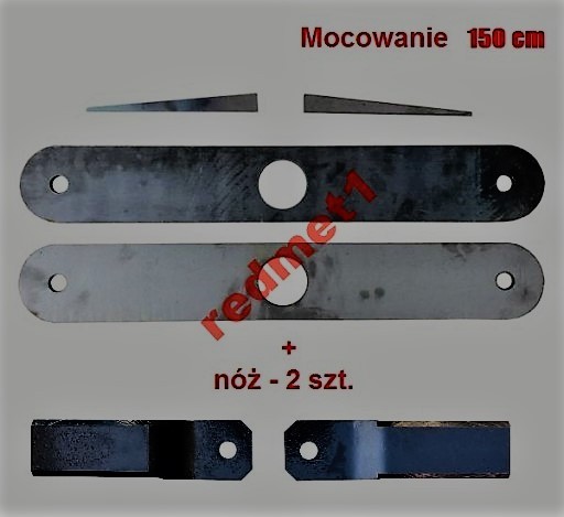 Mocowanie noża / ramie do kosiarko – rozdrabniacza 150 + noże 2 szt.