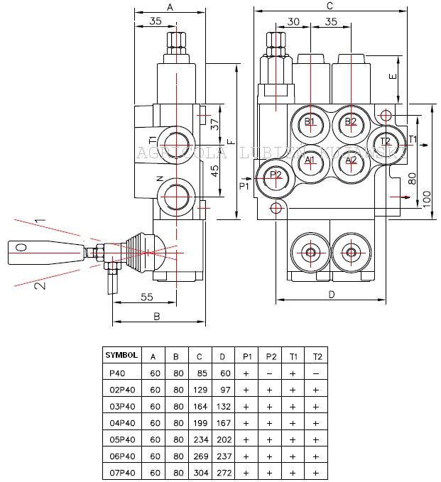 Rozdzielacz hydrauliczny 1 sekcyjny 40L — zdjęcie 2