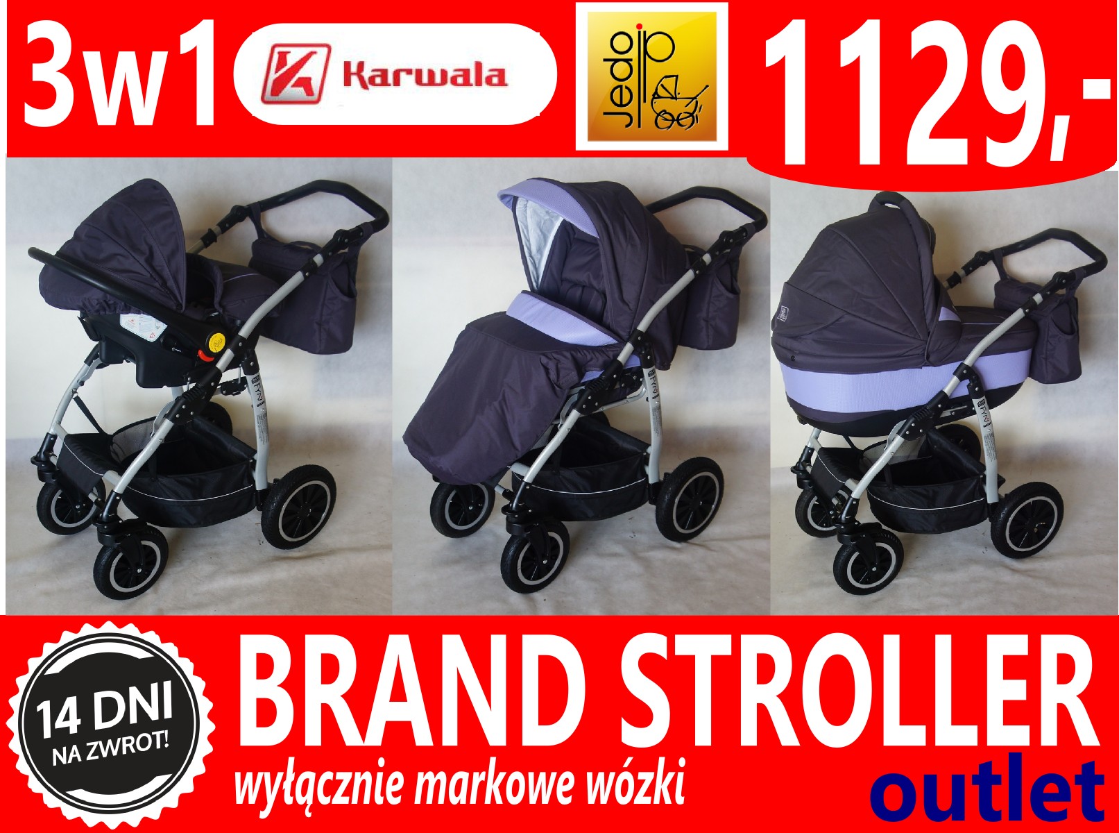Wózki dziecięce używane <<< Jedo  Fyn Memo 3w1 — zdjęcie 1