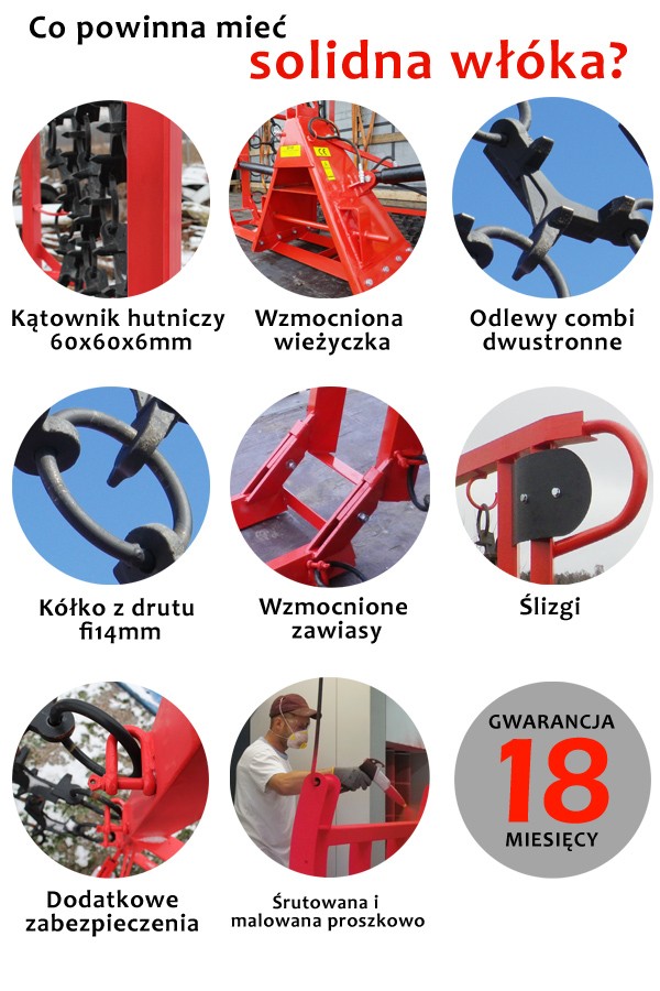 WŁÓKA ŁĄKOWO POLOWA BRONA PRODUCENT GWARANCJA 18 MIESIĘCY — zdjęcie 4