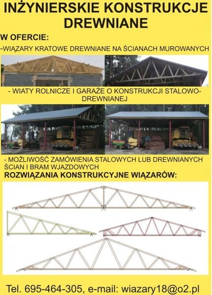 Wiaty rolnicze, drewniane wiązary dachowe. — zdjęcie 3