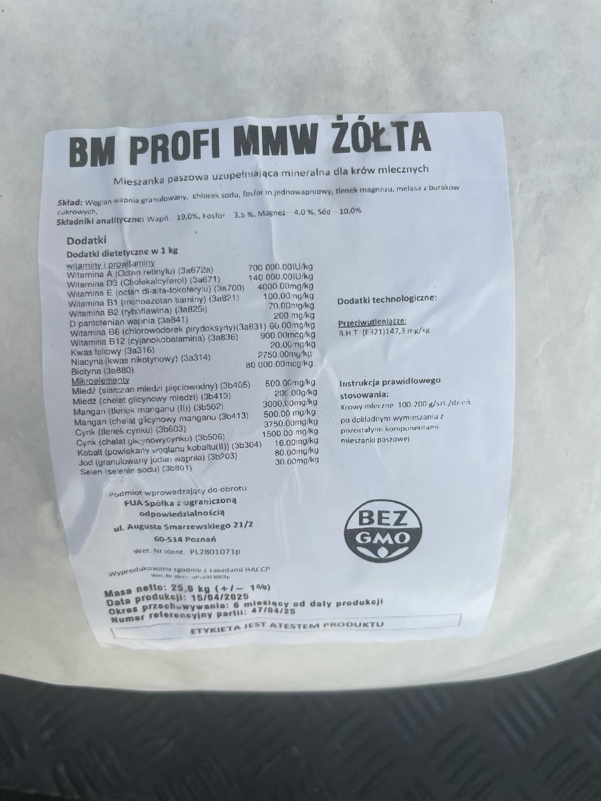BM PROFI MMW żółta PREMIUM witaminy krowy mleczne