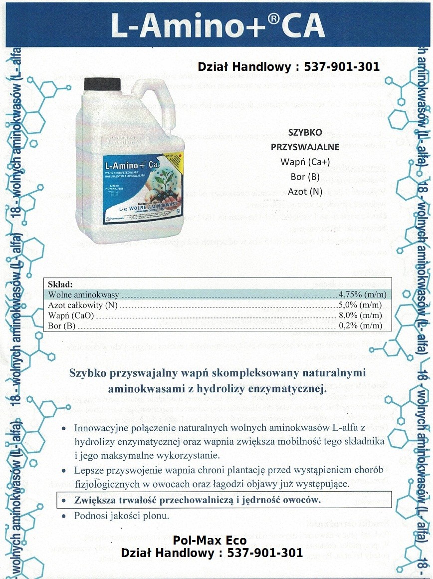 Polskie Aminokwasy, Biostymulator Agro-Sorb  L-Amino+ Ca  — zdjęcie 3
