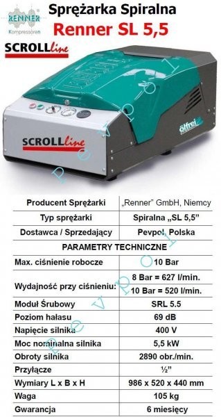 Renner, Kompresor , Sprężarka, Scroll,  SL 5,5