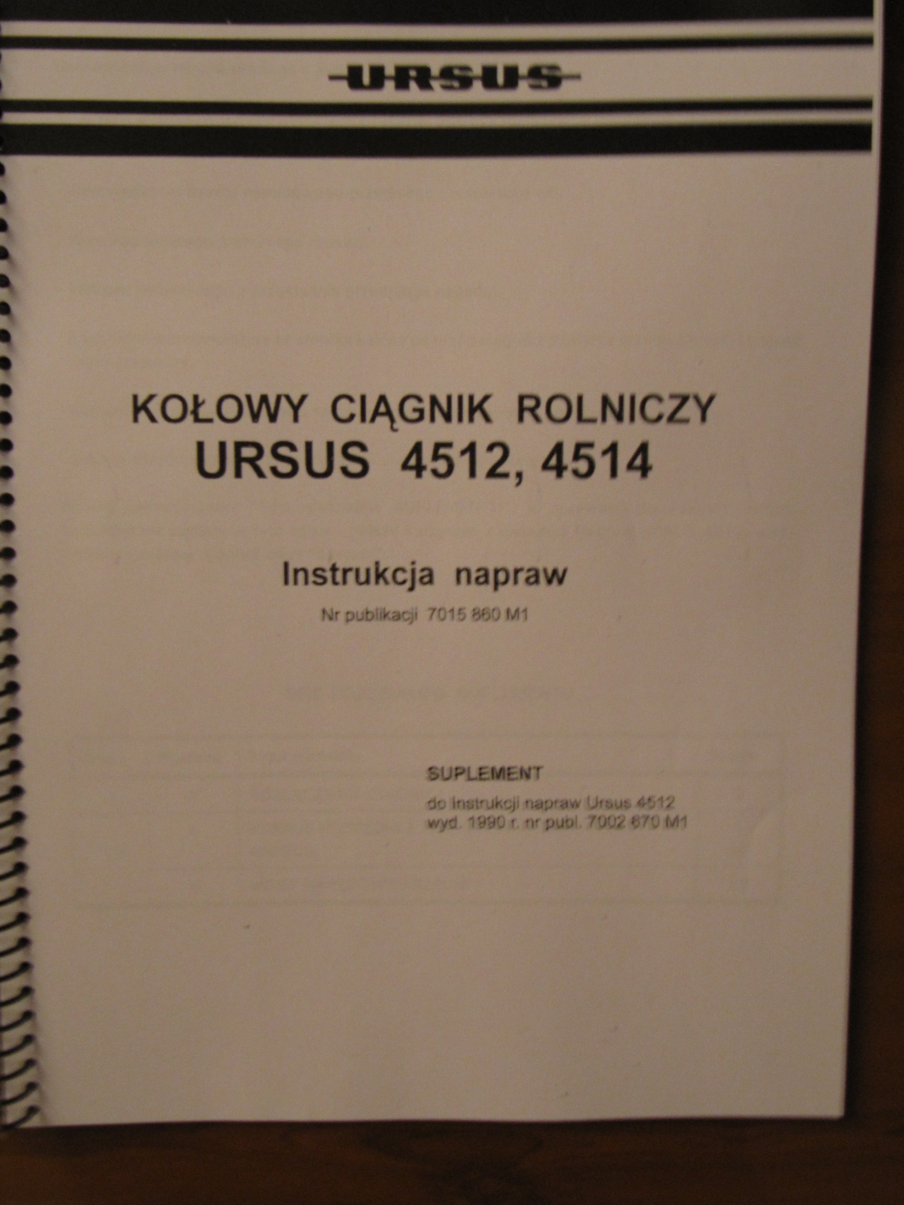Instrukcja napraw ciągnika URSUS 4512 wraz z suplement URSUS 4514 — zdjęcie 1