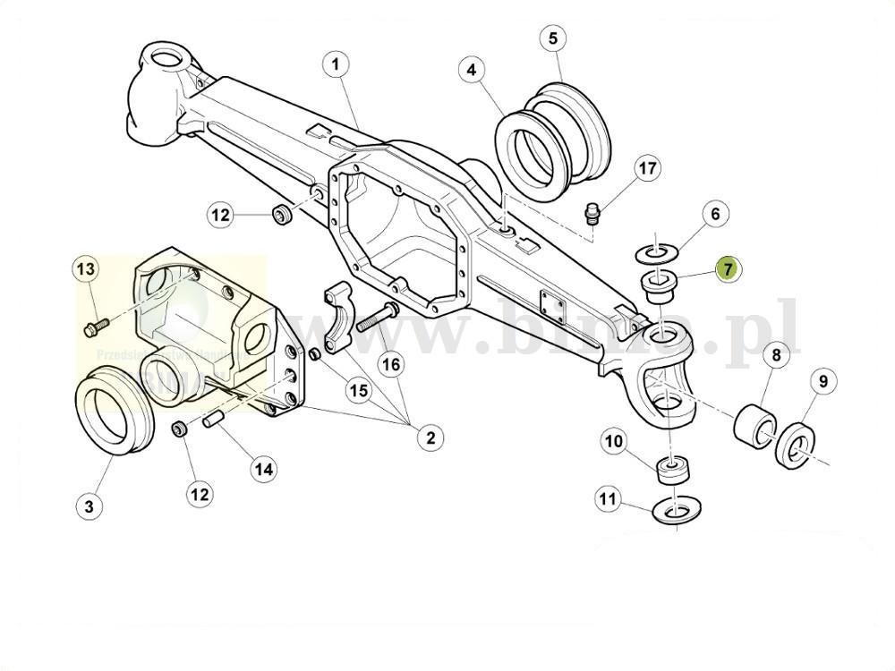 Tuleja zwrotnicy MF Massey Ferguson 6290,6465,6475,6480 — zdjęcie 3