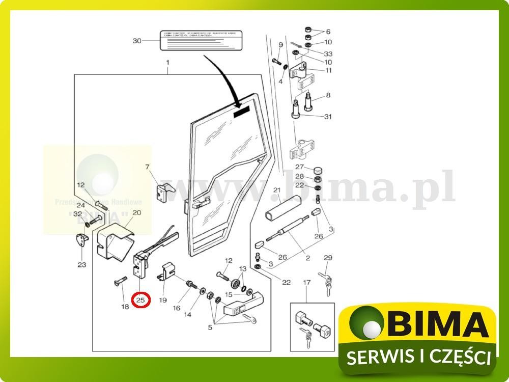 Zamek drzwi lewy Massey Ferguson 6170,6180,6190,6235 — zdjęcie 2