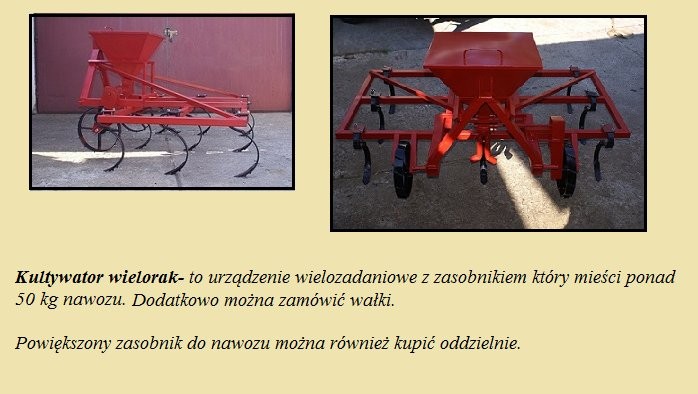 Kultywator z zasobnikiem do nawozu