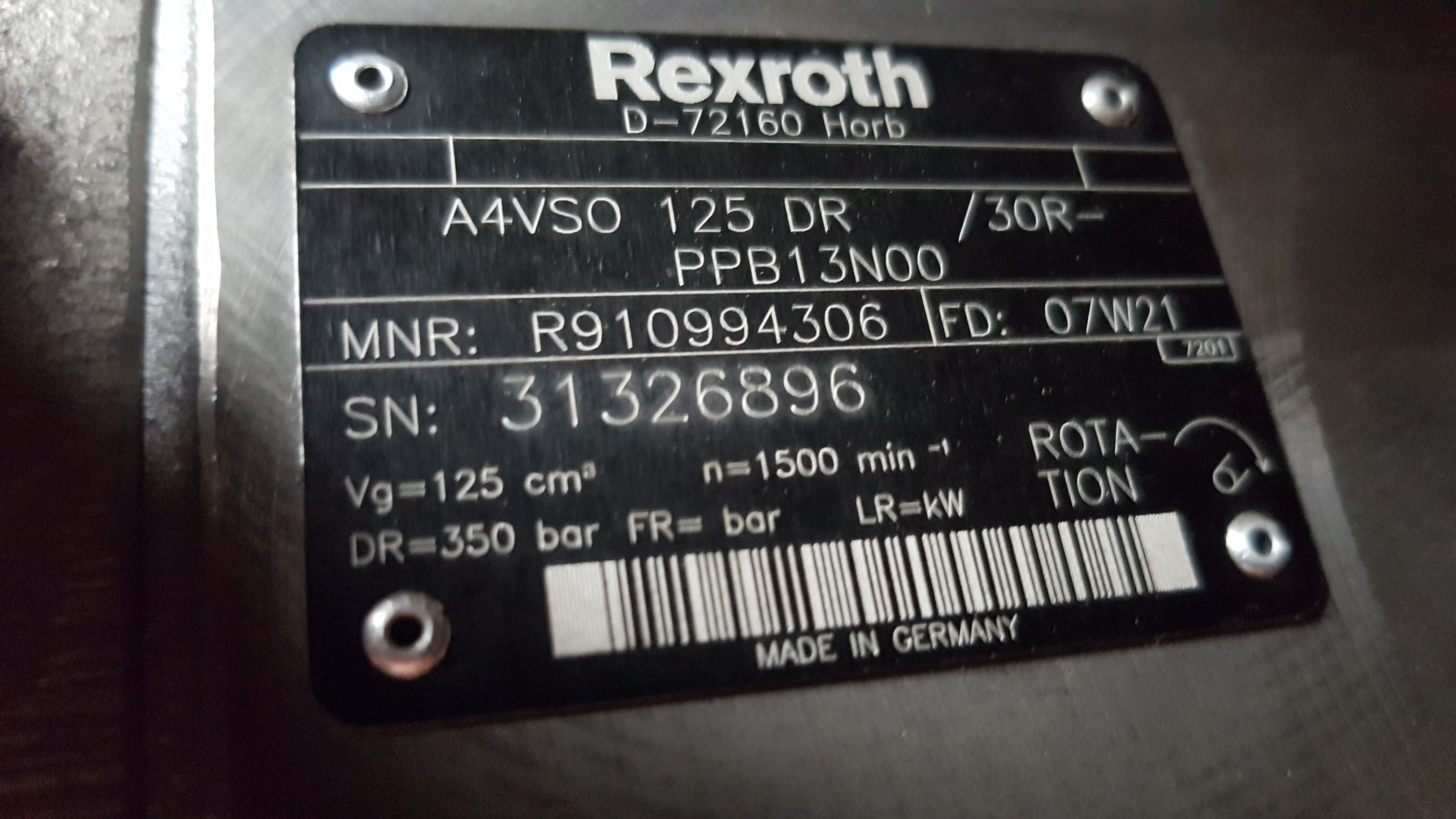 Pompa hydrauliczna Bosch Rexroth a4vso 125 dr.