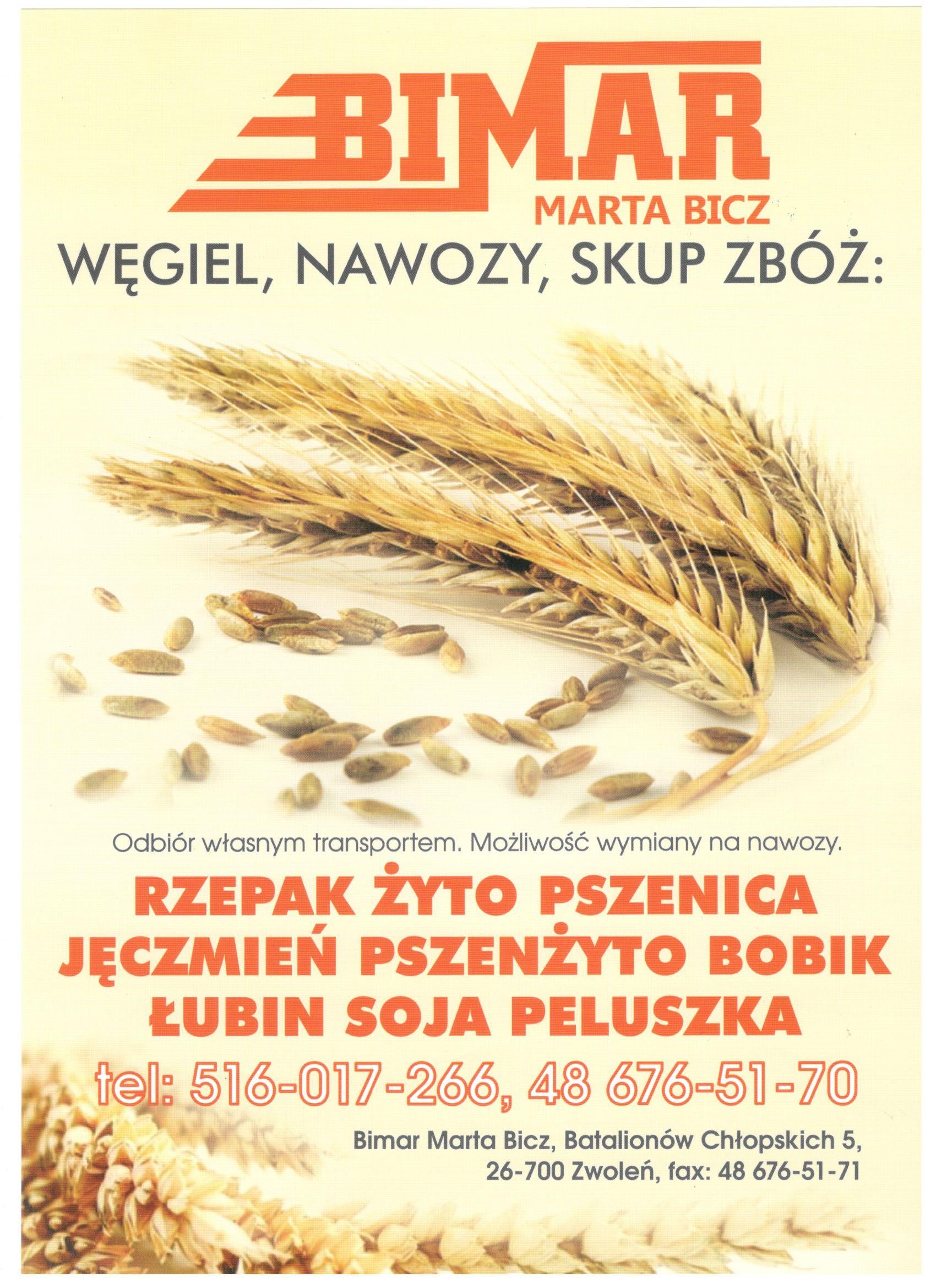 Skup zbóż oraz łubinu,grochu,soi