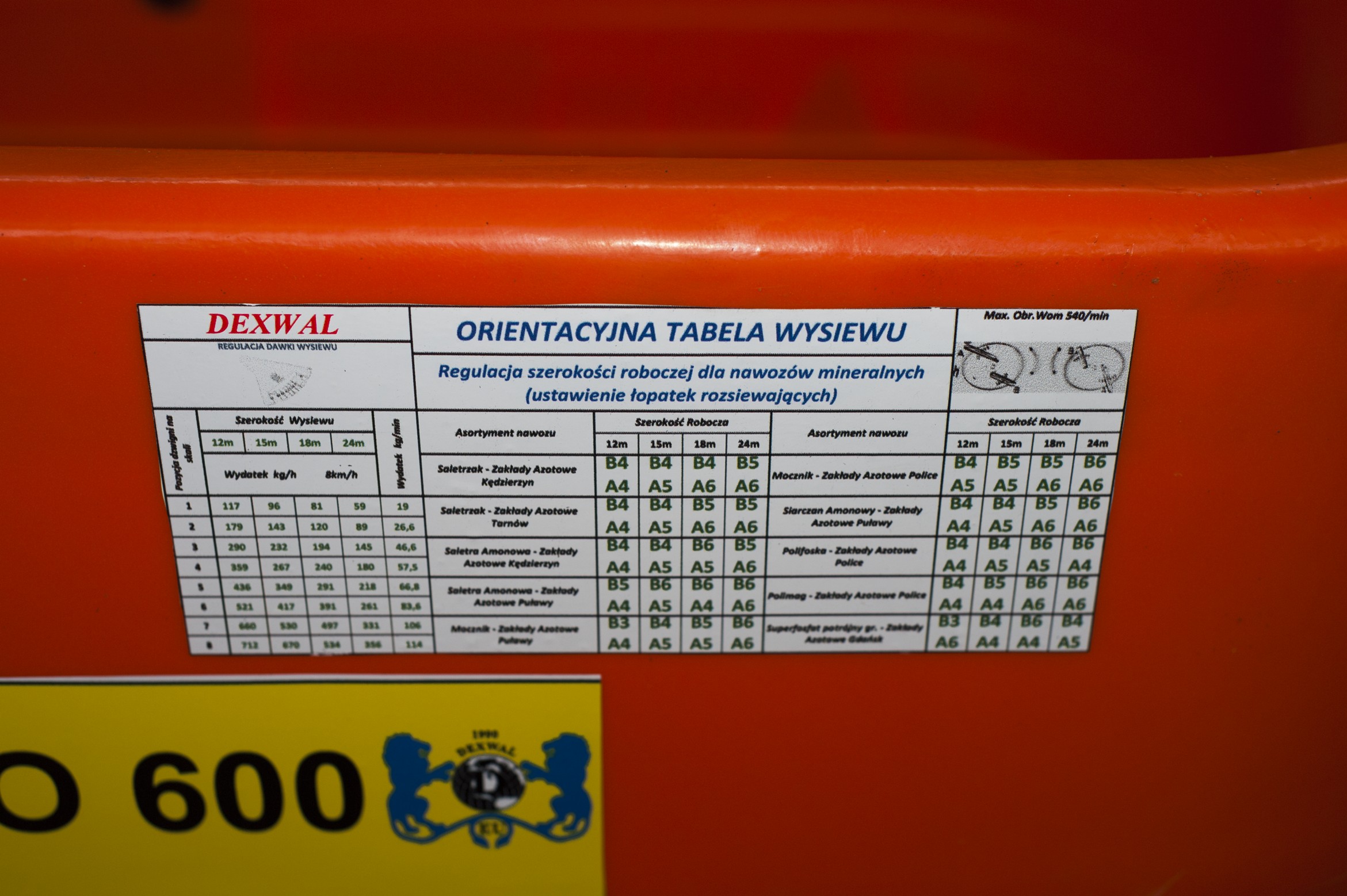 Rozsiewacz Nawozów Tornado 600L/850kg LIFT DEXWAL AGRO-ACTIV — zdjęcie 7