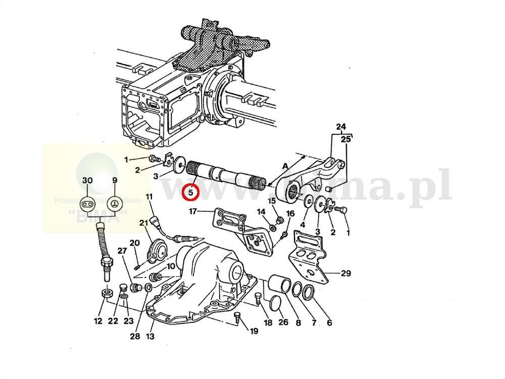 Wałek podnośnika MF Massey Ferguson 3070,3075,3080,3085