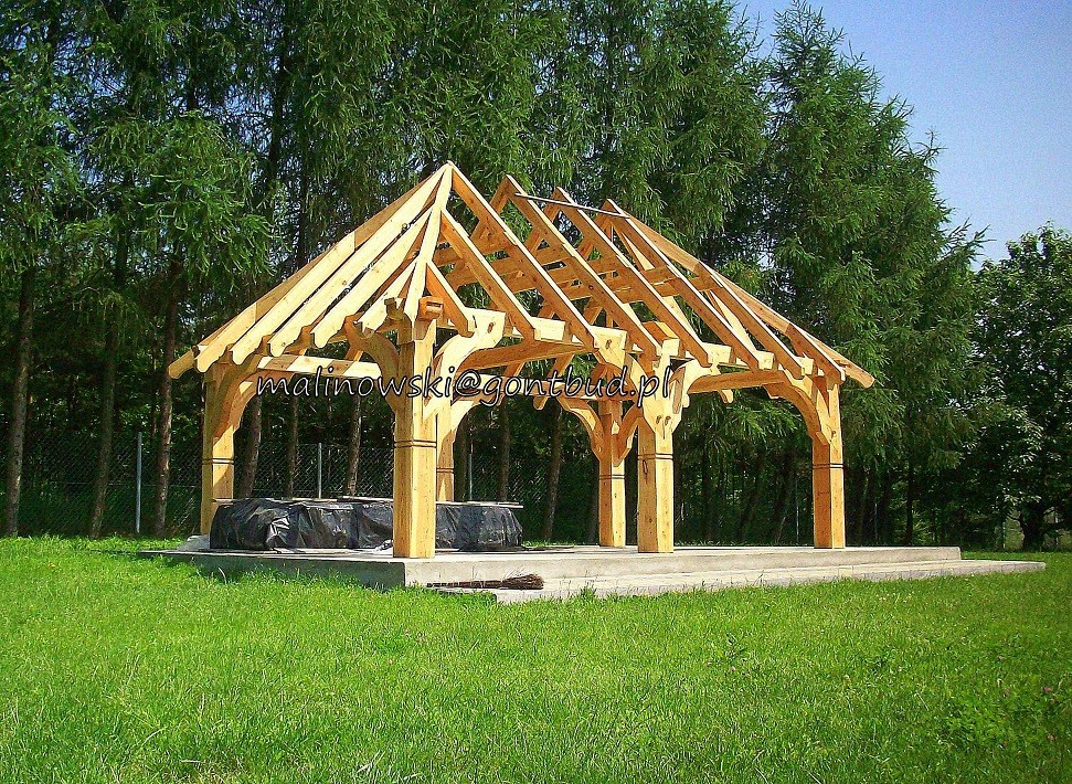 gontbud.pl Wiata drewniana garażowa konstrukcja projekt cena carport  — zdjęcie 2