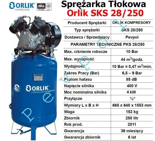Orlik, Kompresor, Sprężarka Tłokowa, Orlik SKS 28/