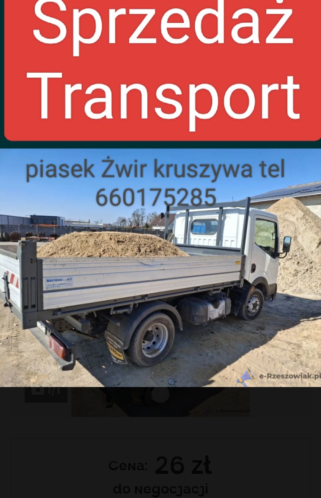 Sprzedaż Kamień kruszywa żwir Rzeszów tel 660175285
