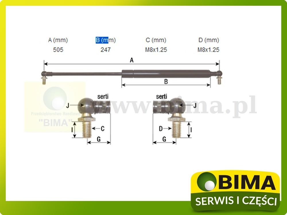 Siłownik gazowy przedniej szyby John Deere 6110,6210 — zdjęcie 2