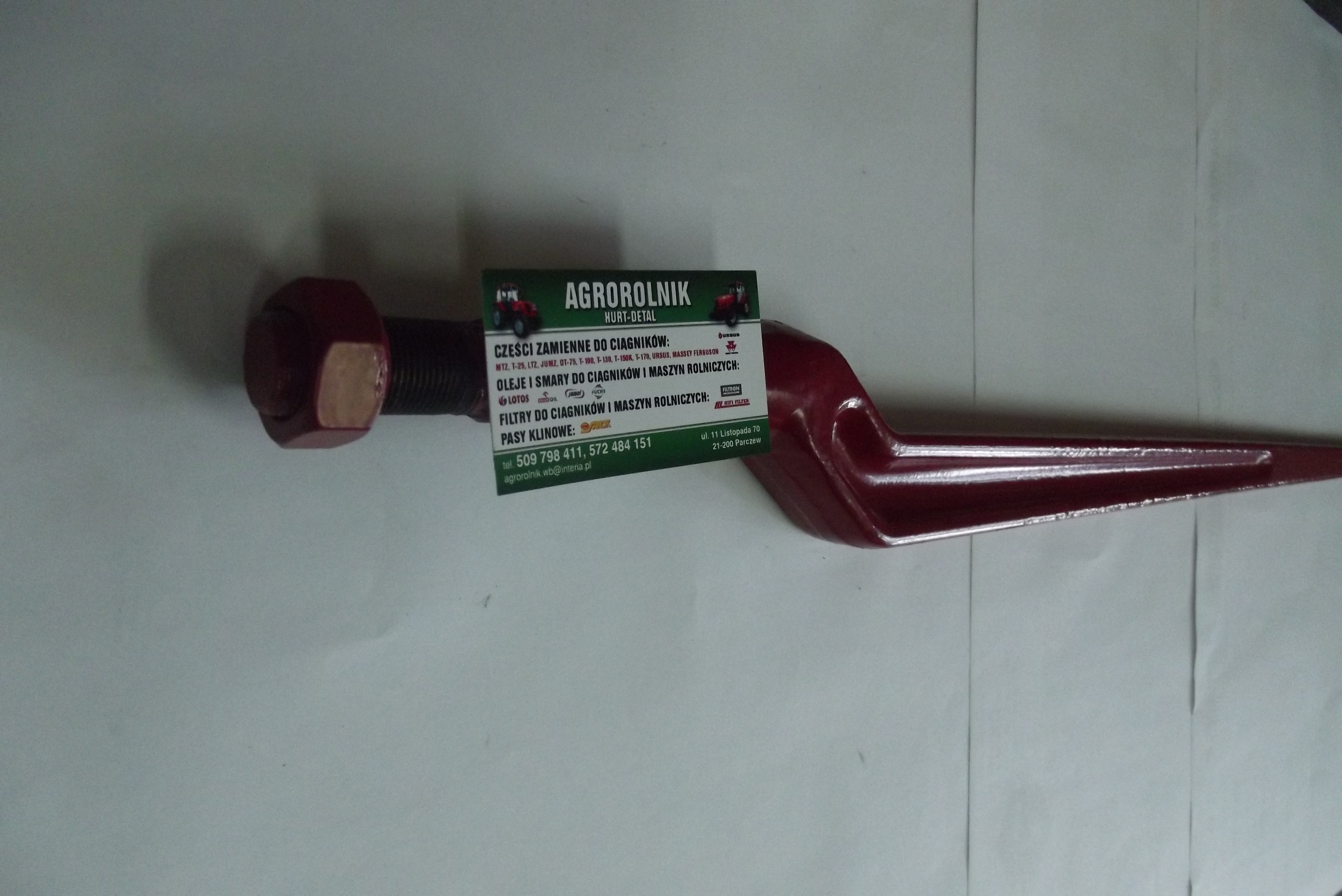 Ząb ładowacza łamany L 880 mm M 22 x 1,5 z nakrętką stożkową.    — zdjęcie 2