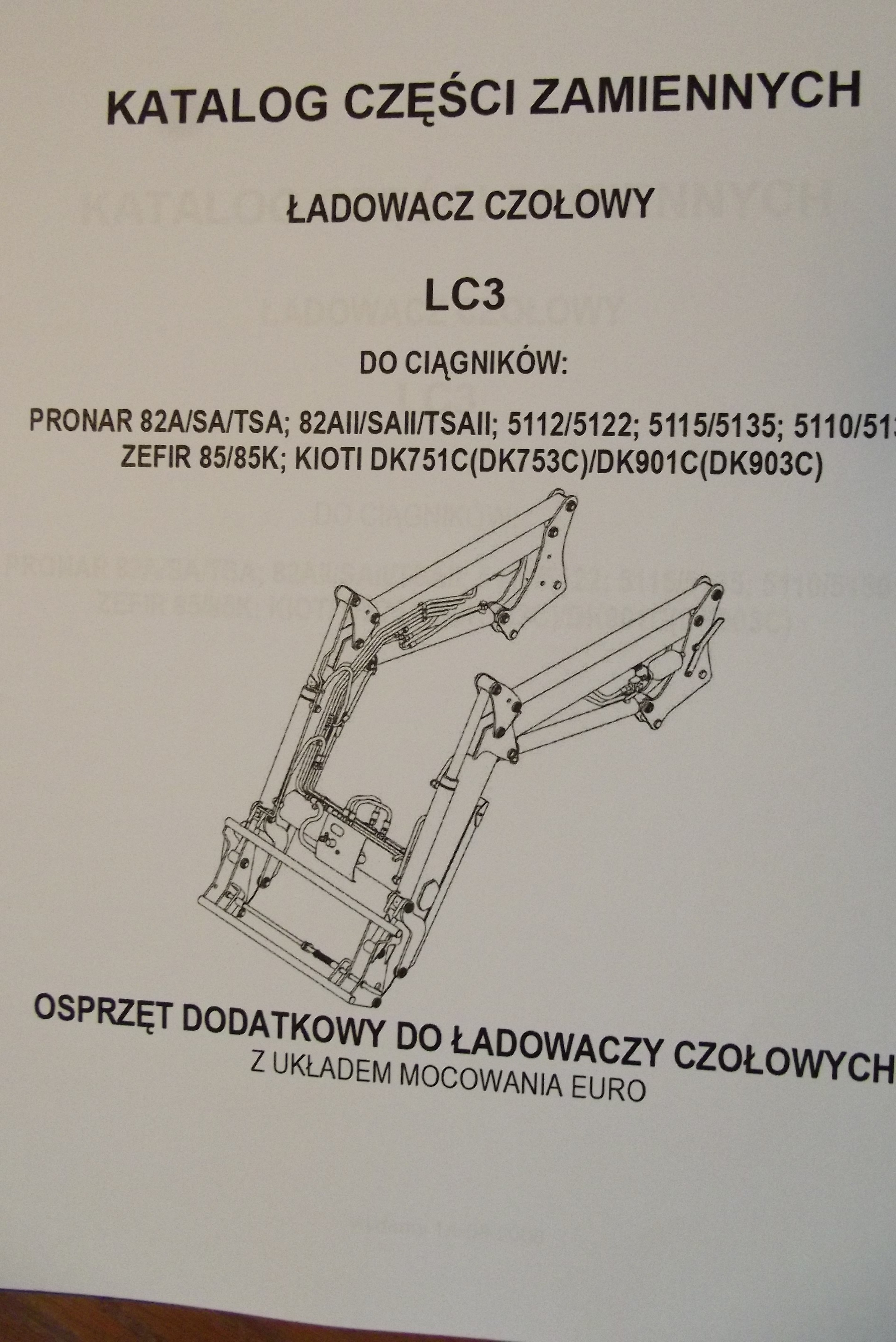Katalog Części Zamiennych Ładowacz Czołowy LC 3 do ciągników PRONAR — zdjęcie 1