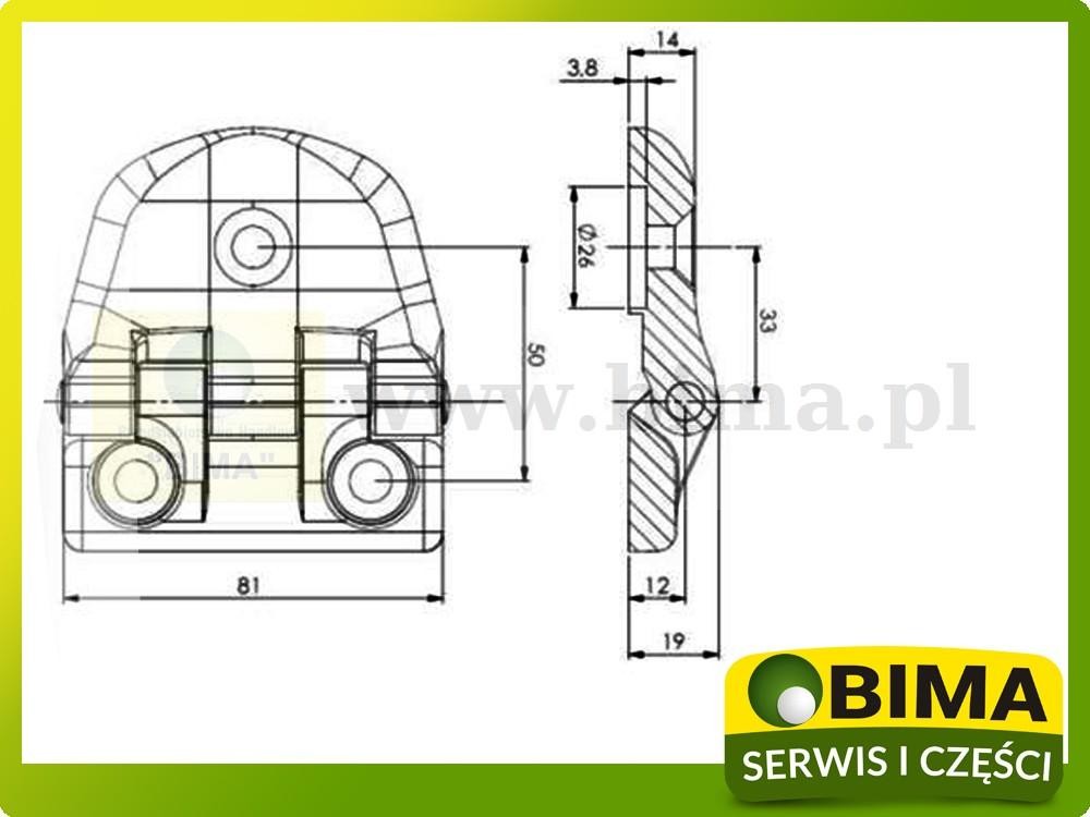 Zawias tylnej szyby Massey Ferguson 3095,3115,3120,3125 — zdjęcie 2