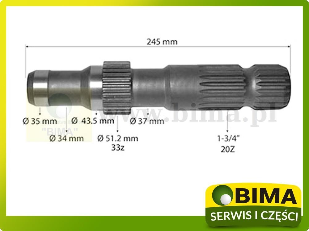 Końcówka wałka wom John Deere 8120,8220,8320,8420,8520