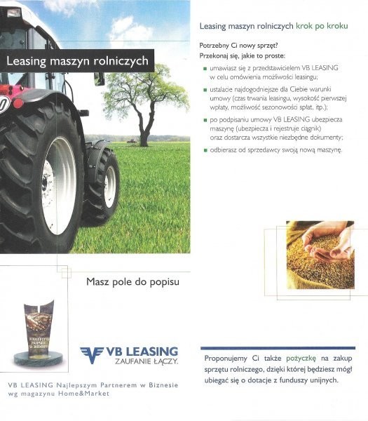 VB Leasing agroleasing finansowanie rolnictwa raty