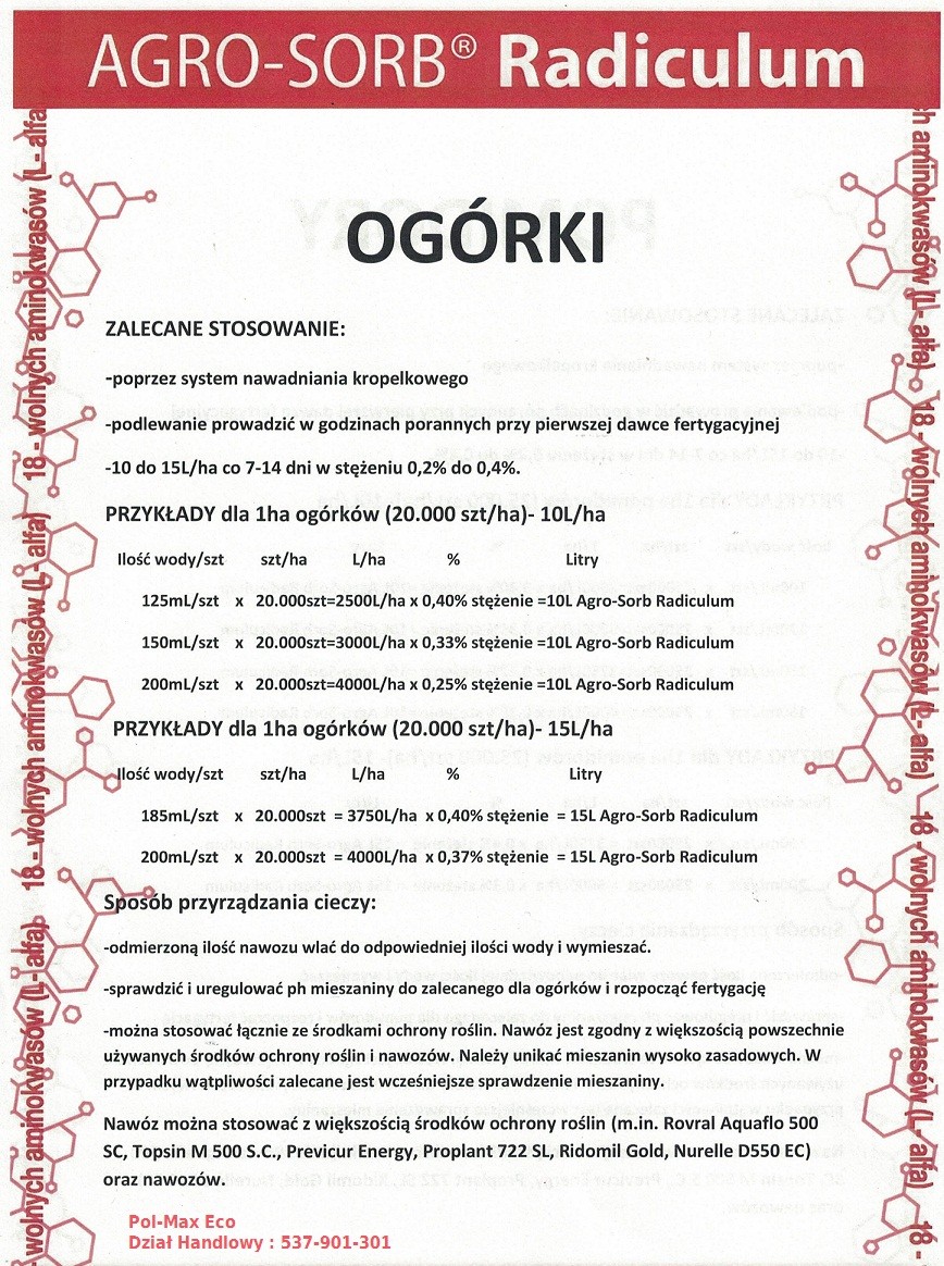 Polski Aminokwasy, Biostymulator Agro-Sorb  RADICULUM 5L — zdjęcie 8